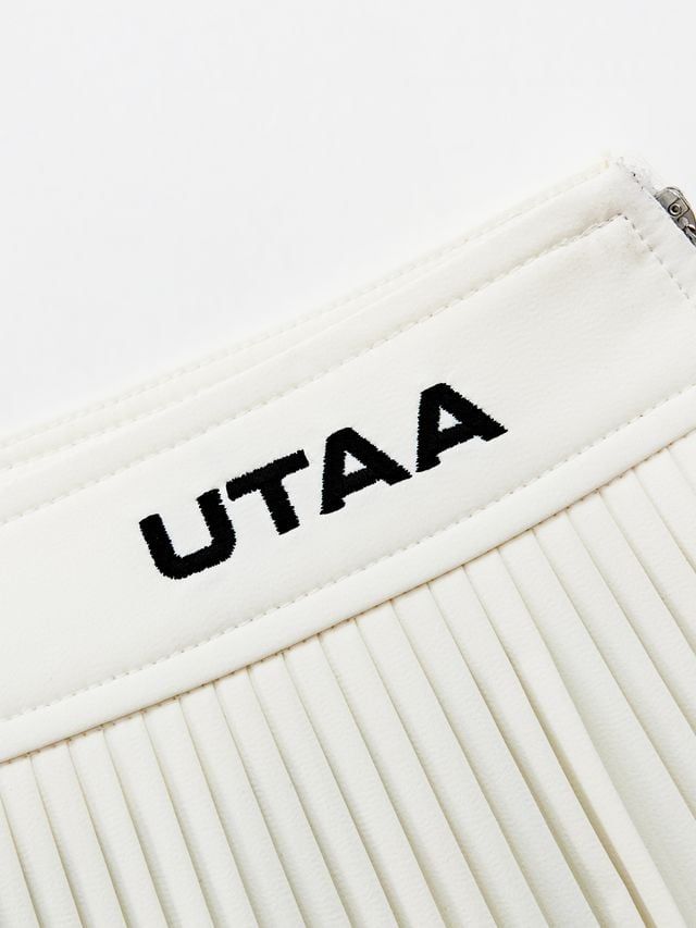 UTAA Curve Ring Line Pleats Skirt : White