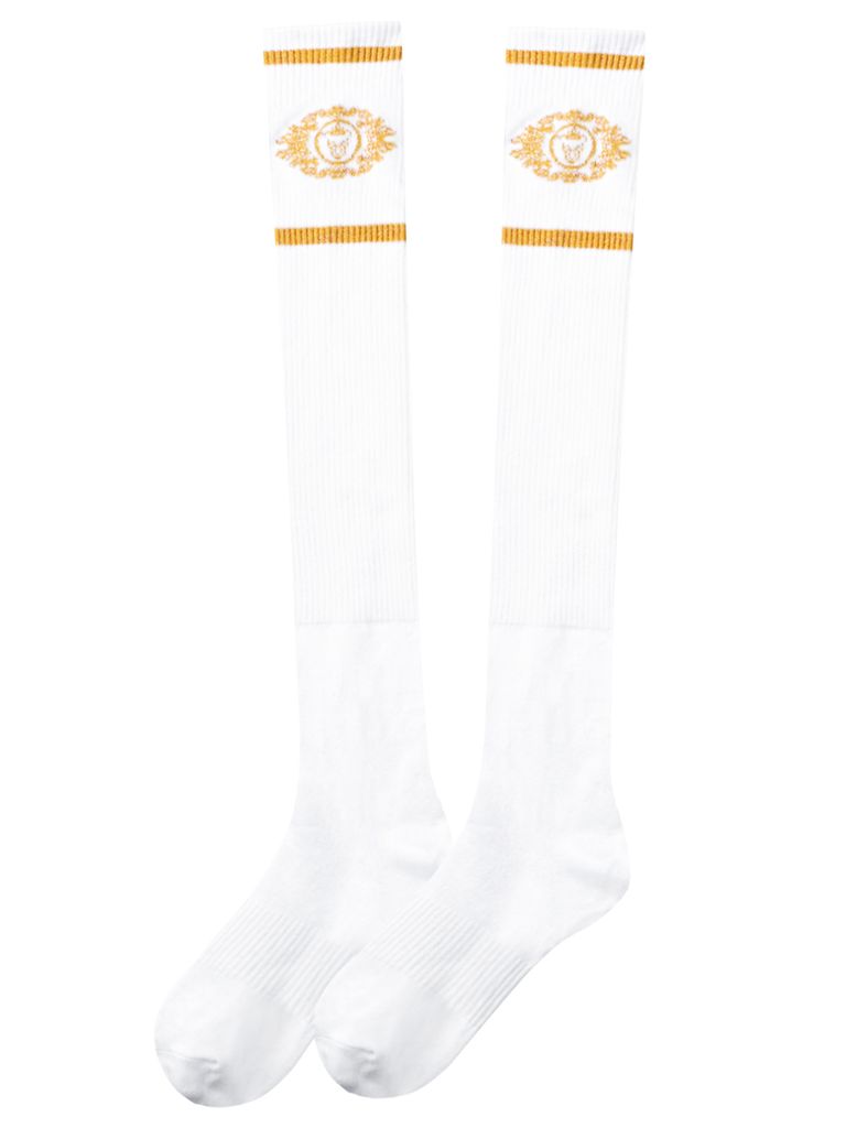 UTAA Crown Panther Glossy Knee Socks : Women's White
