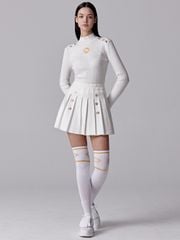 UTAA Crown Panther Glossy Knee Socks : Women's White
