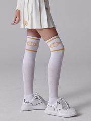 UTAA Crown Panther Glossy Knee Socks : Women's White