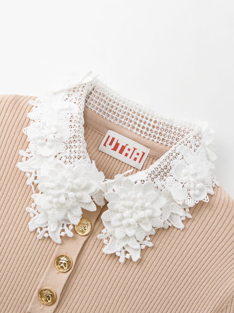 Ducat Floral Lace PK Knit Sleeve : Women's Beige