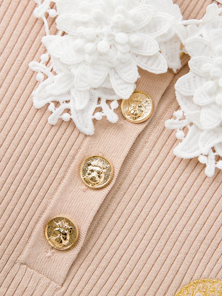 Ducat Floral Lace PK Knit Sleeve : Women's Beige