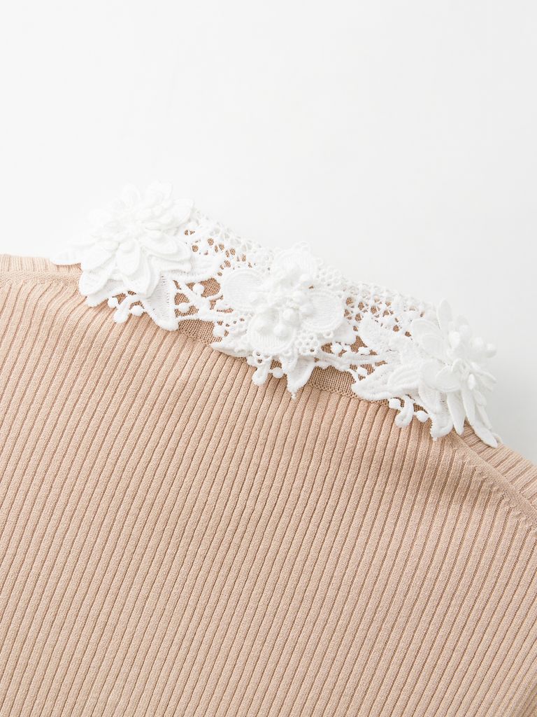 Ducat Floral Lace PK Knit Sleeve : Women's Beige