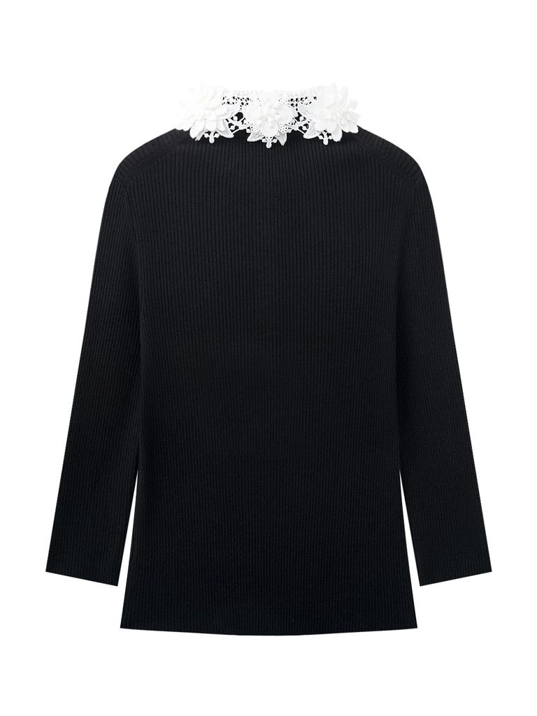 UTAA Ducat Floral Lace PK Knit Sleeve : Women's Black