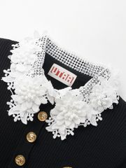 UTAA Ducat Floral Lace PK Knit Sleeve : Women's Black