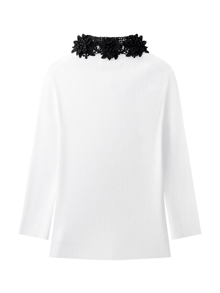 Ducat Floral Lace PK Knit Sleeve : Women's White