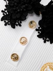 Ducat Floral Lace PK Knit Sleeve : Women's White