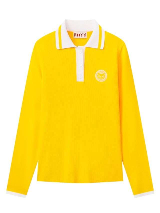 UTAA Neon Logo Ribbed Line PK Sleeve : Women's Yellow