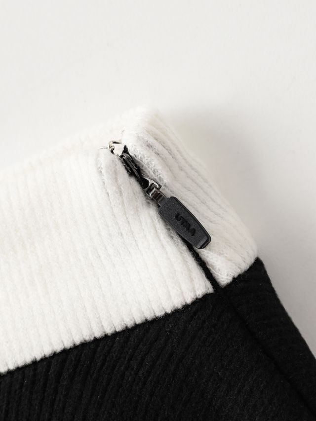 Crystal Ribbon Flare Knit Skirt: Women's Black