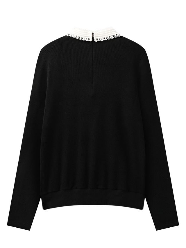 Crystal Ribbon Lace PK Knit : Women's Black