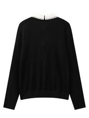 Crystal Ribbon Lace PK Knit : Women's Black