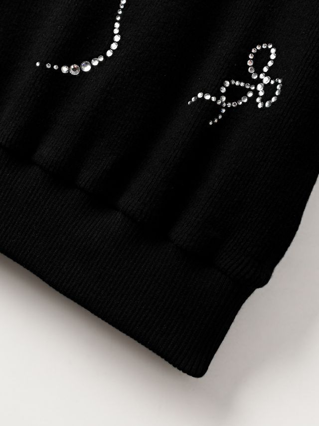 Crystal Ribbon Lace PK Knit : Women's Black