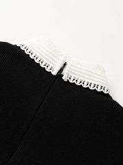 Crystal Ribbon Lace PK Knit : Women's Black