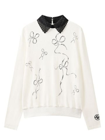 Crystal Ribbon Lace PK Knit : Women's White