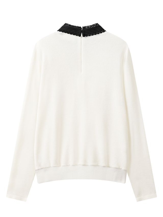 Crystal Ribbon Lace PK Knit : Women's White