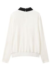 Crystal Ribbon Lace PK Knit : Women's White