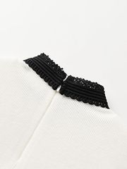 Crystal Ribbon Lace PK Knit : Women's White