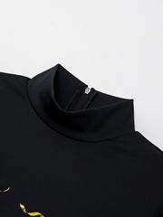 UTAA Tied Ribbon Panther Neon Turtleneck Tee : Women's Black