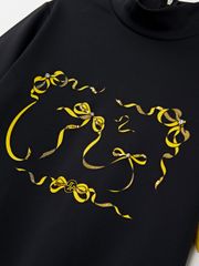 UTAA Tied Ribbon Panther Neon Turtleneck Tee : Women's Black