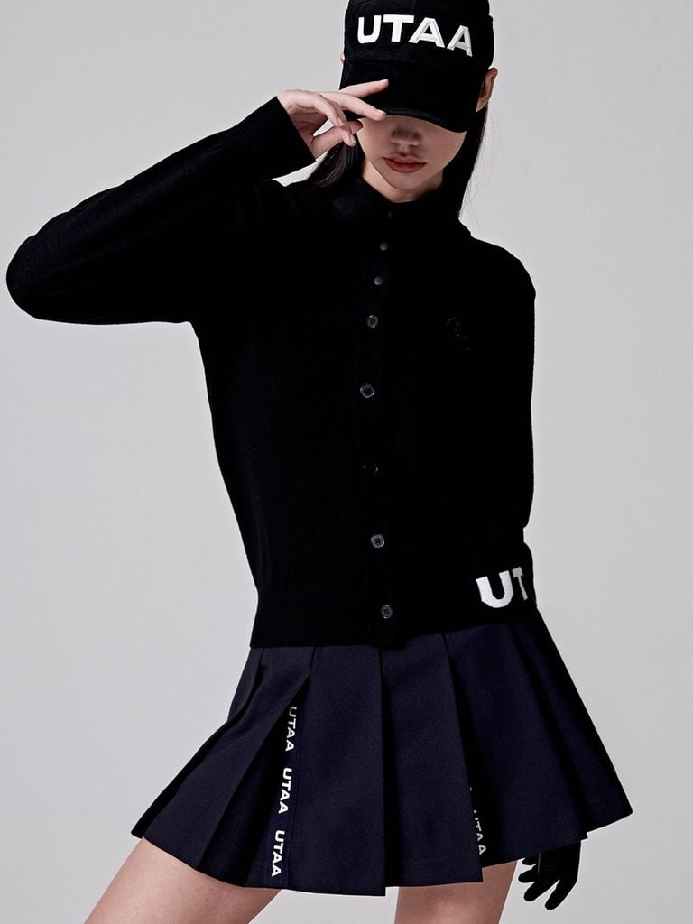 UTAA Pixel Logo Knit Cardigan : Women's Black