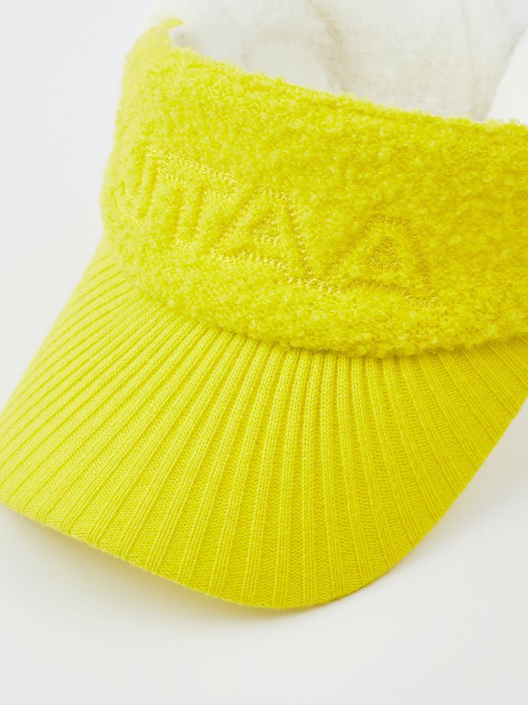 UTAA Stitch Alpaca Knit Fur Visor : Women's Yellow