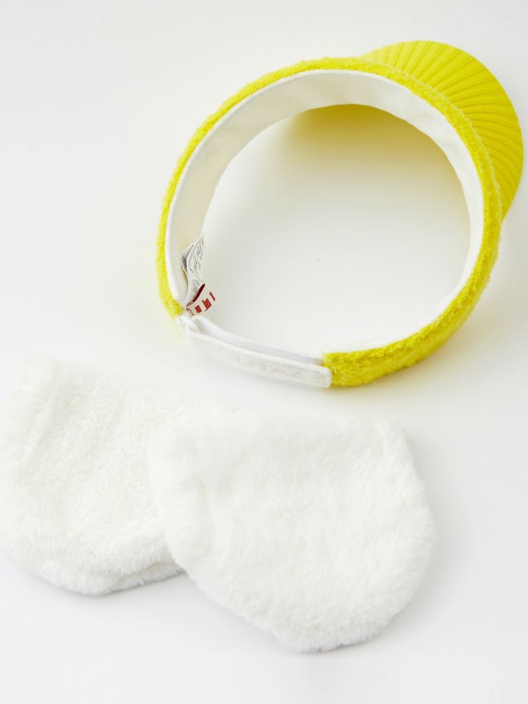 UTAA Stitch Alpaca Knit Fur Visor : Women's Yellow