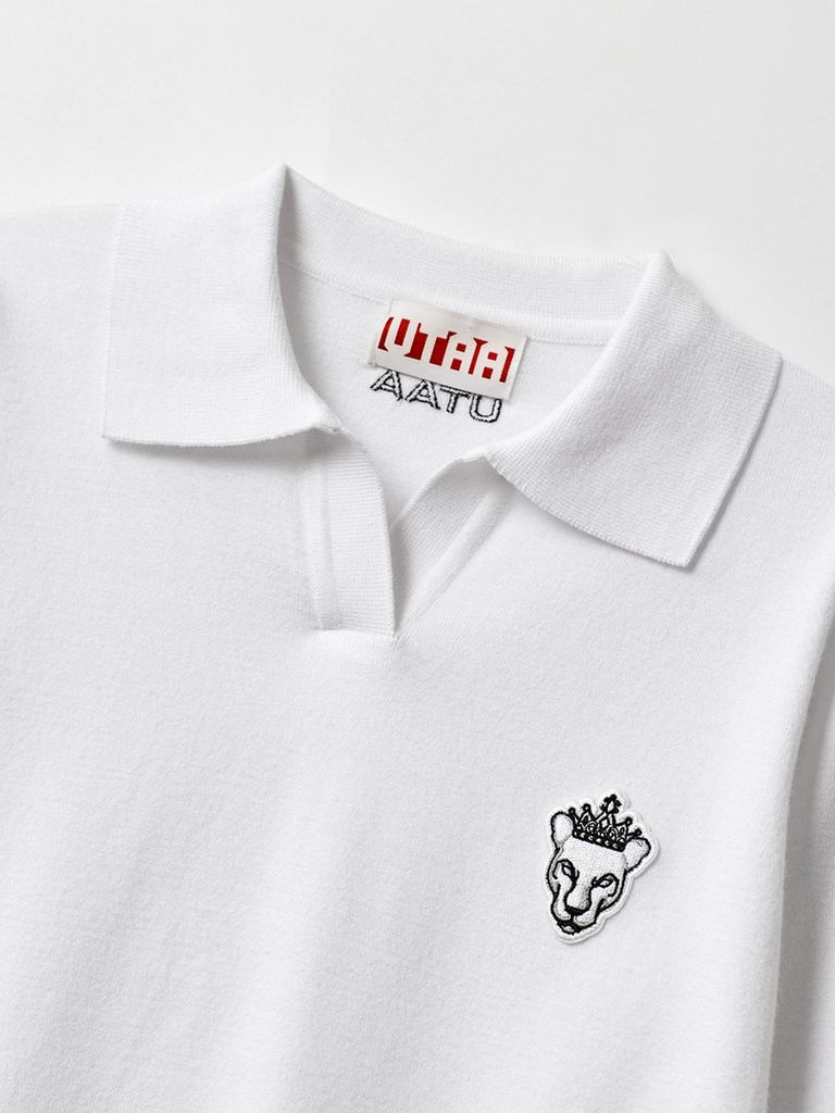 UTAA Panther Openneck Knit Pullover : Women's White