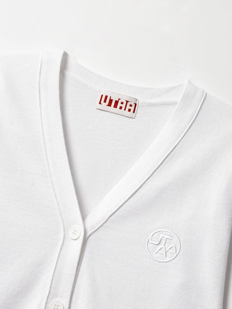 UTAA Pixel Logo Knit Cardigan : Women's White