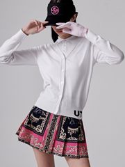 UTAA Pixel Logo Knit Cardigan : Women's White