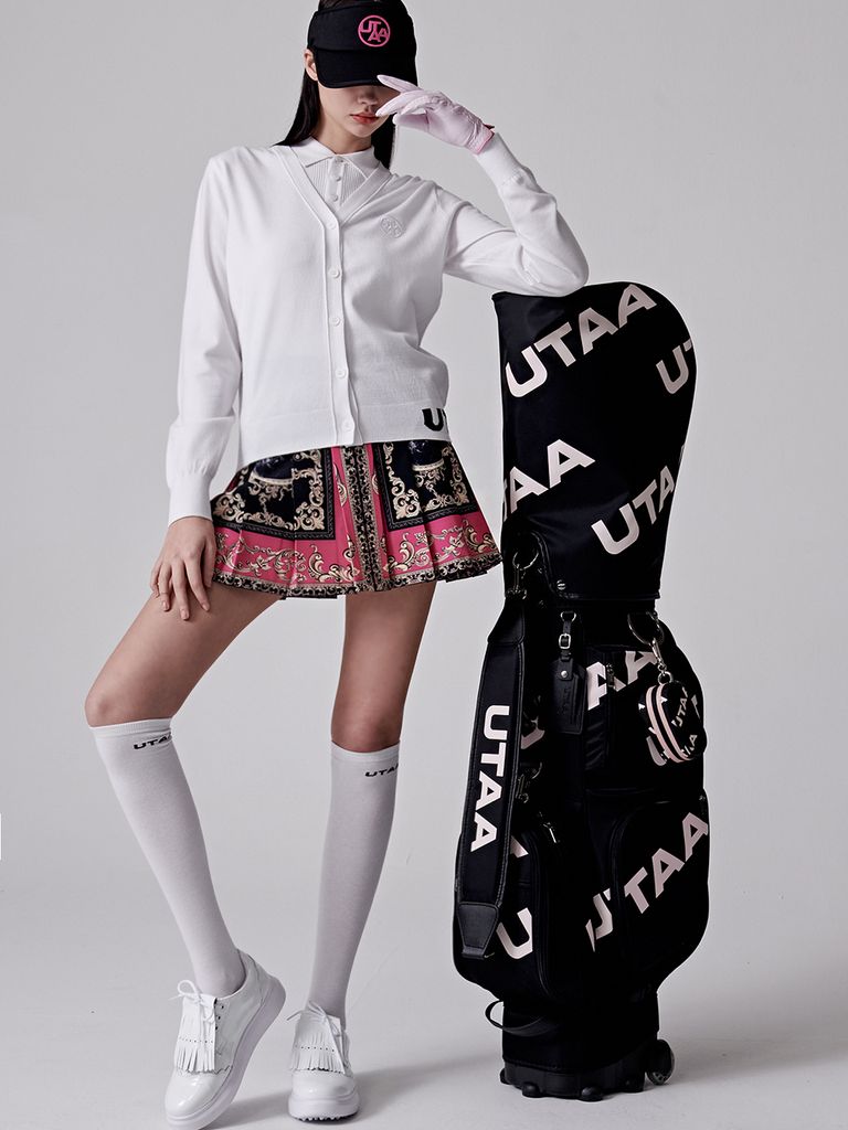 UTAA Pixel Logo Knit Cardigan : Women's White