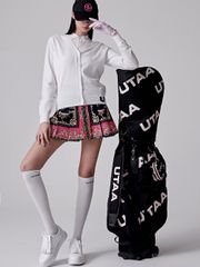 UTAA Pixel Logo Knit Cardigan : Women's White
