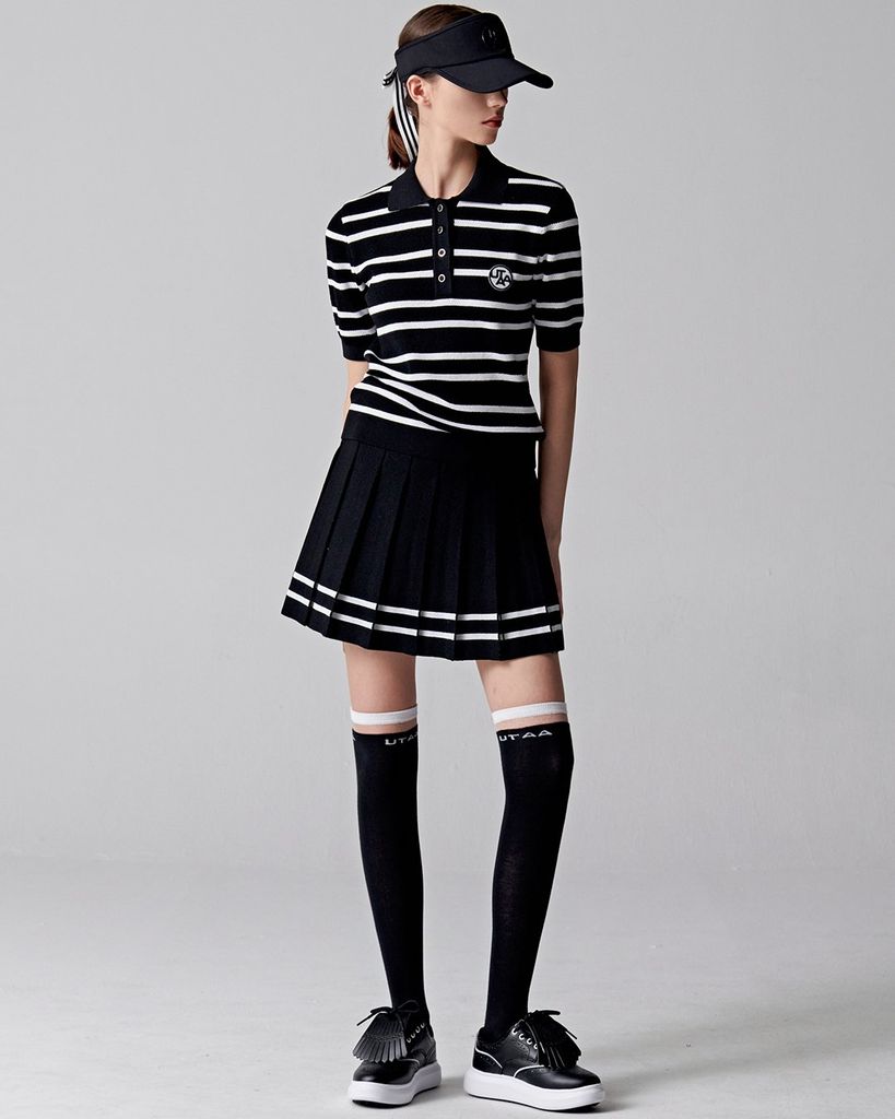UTAA Putt Stripe Knit PK T-Shirts : Women's Black