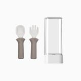 Set muỗng nĩa ăn dặm Silicone Bạch Kim Bluemama - Có hộp đựng an toàn vệ sinh cho bé