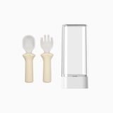 Set muỗng nĩa ăn dặm Silicone Bạch Kim Bluemama - Có hộp đựng an toàn vệ sinh cho bé