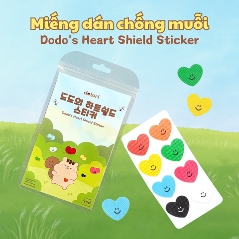 Set 8 miếng dán đuổi muỗi, chống muỗi & côn trùng Dotori Hình trái tim Dodo's Heart Shield Sticker