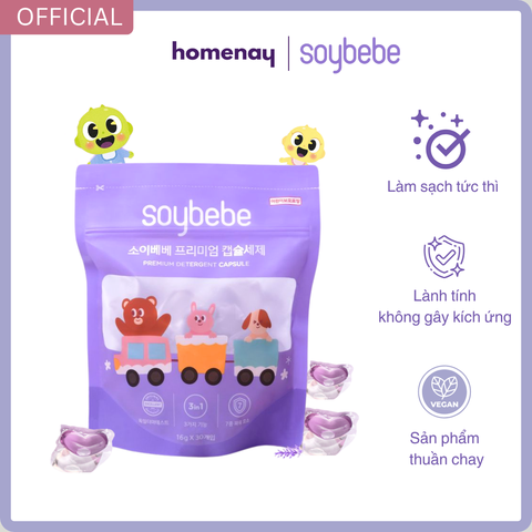 [3in1] Combo 02 Túi Viên Giặt Xả Cao Cấp Chính Hãng Nội Địa Hàn Quốc Soybebe An Toàn Lành Tính 30 viên x 16gr