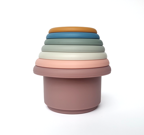 Đồ chơi xếp tháp chồng cốc Silicone cao cấp cho bé học tập rèn luyện trí thông minh Little Bykker Đan Mạch