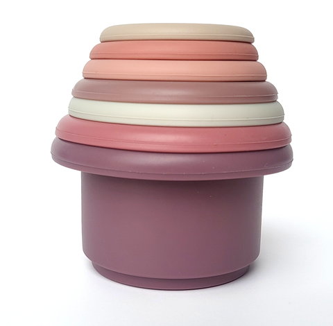 Đồ chơi xếp tháp chồng cốc Silicone cao cấp cho bé học tập rèn luyện trí thông minh Little Bykker Đan Mạch