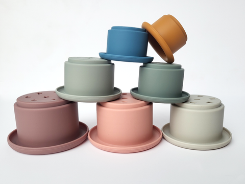 Đồ chơi xếp tháp chồng cốc Silicone cao cấp cho bé học tập rèn luyện trí thông minh Little Bykker Đan Mạch