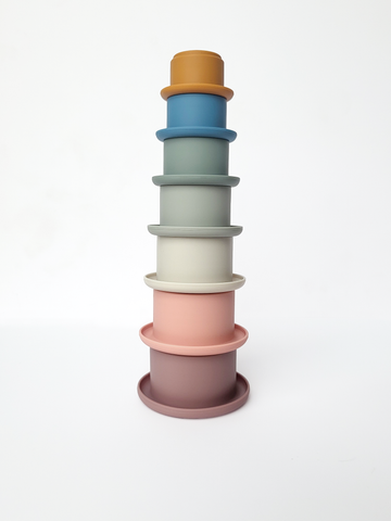 Đồ chơi xếp tháp chồng cốc Silicone cao cấp cho bé học tập rèn luyện trí thông minh Little Bykker Đan Mạch
