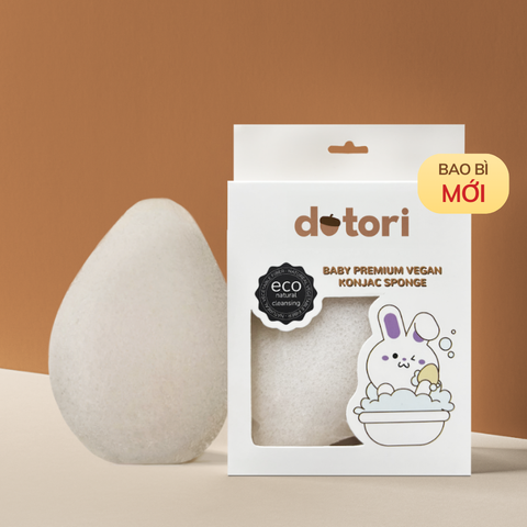 Bông tắm bọt biển Hữu cơ Konjac Dotori Jeju Hàn Quốc mềm mịn kháng khuẩn và siêu tạo bọt