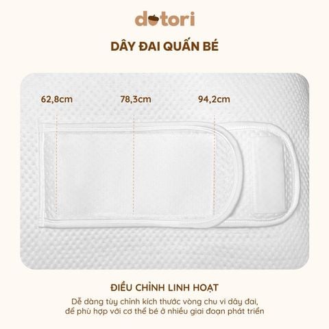 Gối chống trào ngược đa năng 3in1 Dotori có dây dai ôm bé & Vỏ gối làm mát Duraron độc quyền