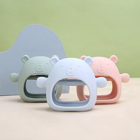 Bộ Gặm nướu Silicon cao cấp bảo vệ tay cho bé Little Bykker Đan Mạch - Hình Gấu siêu mềm Có hộp đựng an toàn
