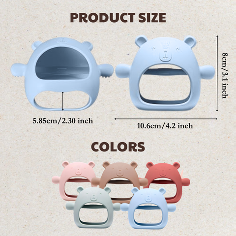 Bộ Gặm nướu Silicon cao cấp bảo vệ tay cho bé Little Bykker Đan Mạch - Hình Gấu siêu mềm Có hộp đựng an toàn