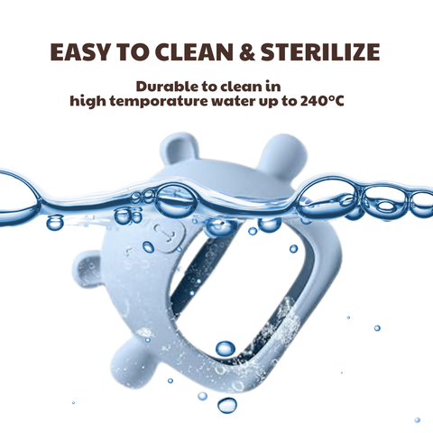 Bộ Gặm nướu Silicon cao cấp bảo vệ tay cho bé Little Bykker Đan Mạch - Hình Gấu siêu mềm Có hộp đựng an toàn