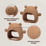 Bộ Gặm nướu Silicon cao cấp bảo vệ tay cho bé Little Bykker Đan Mạch - Hình Gấu siêu mềm Có hộp đựng an toàn