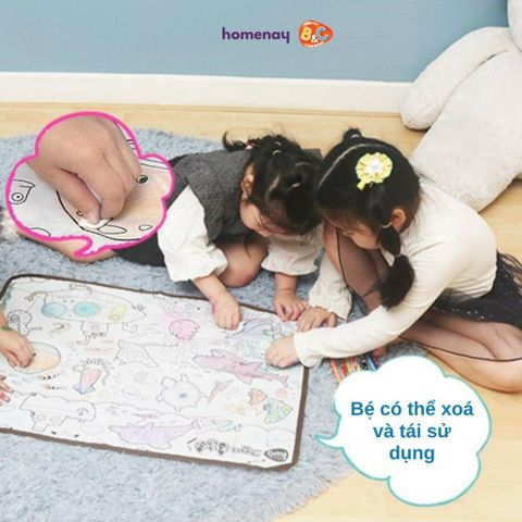 Set 4 sách tô màu bằng vải có thể giặt sạch đi kèm bút màu