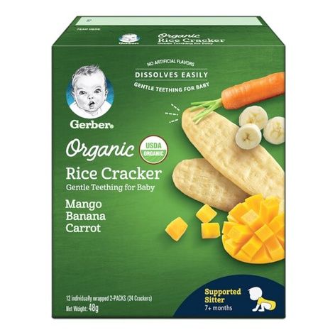 Thực phẩm bổ sung Bánh gạo hữu cơ Gerber Organic vị Xoài Chuối Cà rốt