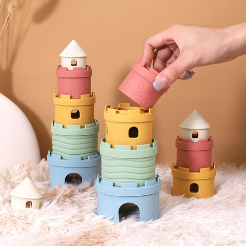 Đồ chơi xếp lâu đài chồng cốc Silicone cao cấp cho bé học tập rèn luyện trí thông minh Little Bykker Đan Mạch