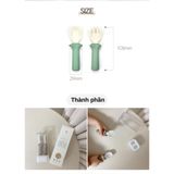 Set muỗng nĩa ăn dặm Silicone Bạch Kim Bluemama - Có hộp đựng an toàn vệ sinh cho bé